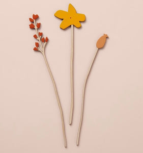Set of 3 Wooden Meadow Flower Stems (Hedgerow)