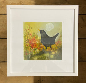 Blackbird & Moon - Large Framed Original