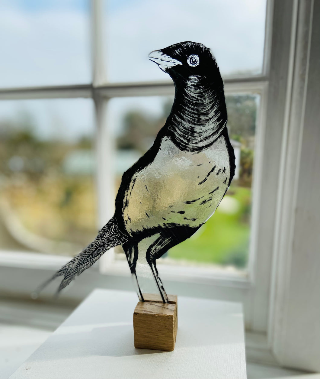 Painted, Cut Out Glass Bird